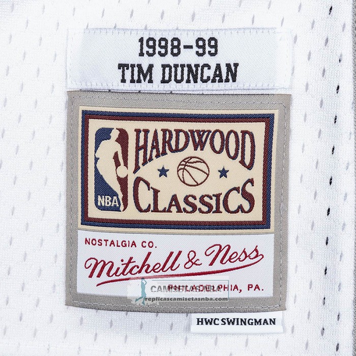 Camiseta San Antonio Spurs Tim Duncan NO 21 Mitchell & Ness 1998-99 Blanco